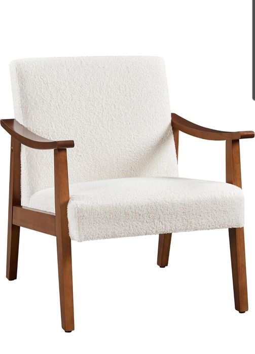 Ретро фотьойл с гумени дървени крака, удобна седалка/облегалка за хол,