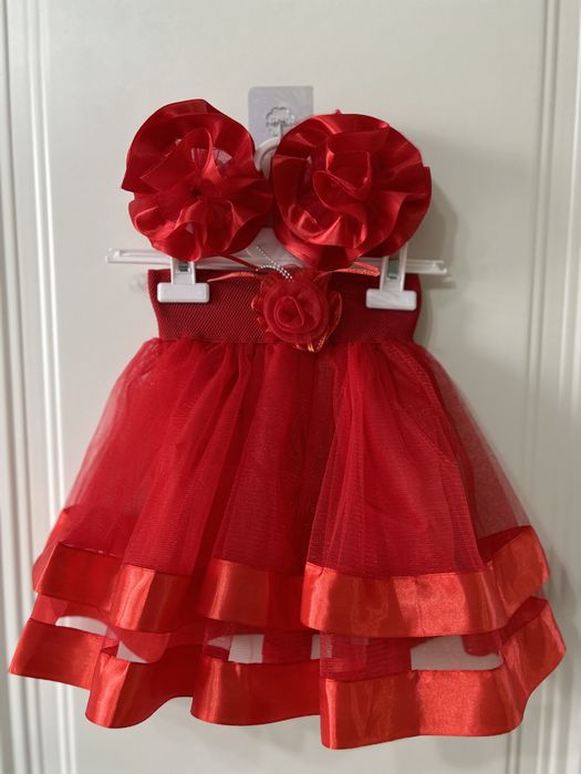 Юбка красная для девочек с бантом 2 шт