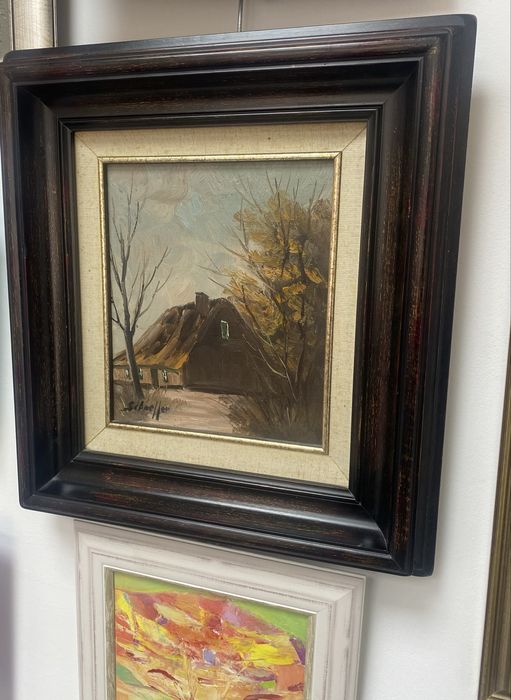 Стара немска картина масло върху платно