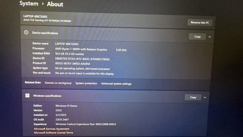 Asus TUF FA706QM - HX001T, 17.3