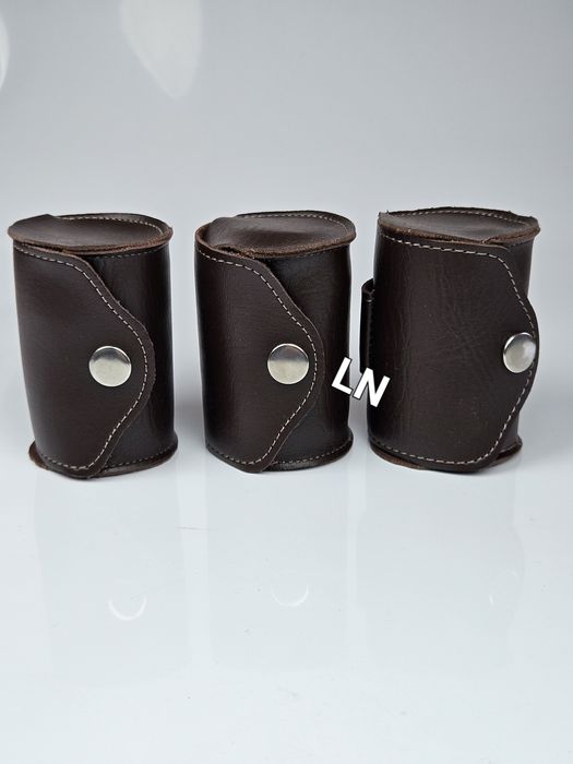 Метални чаши в кожен калъф - 4 бр., 4 размера