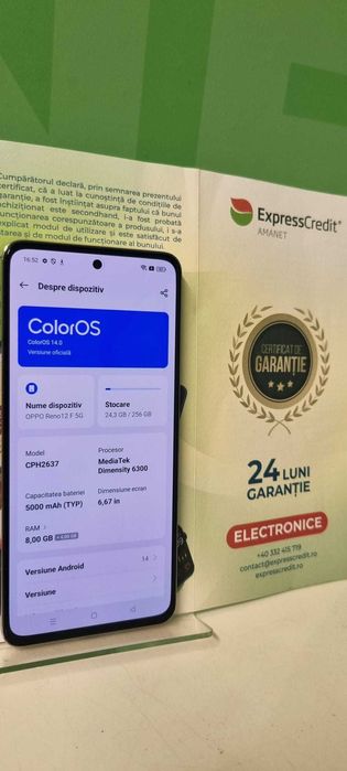 Telefon Oppo Reno 12F 5G (B.60193-Tatarasi) Garantie 2 ani!-570 lei