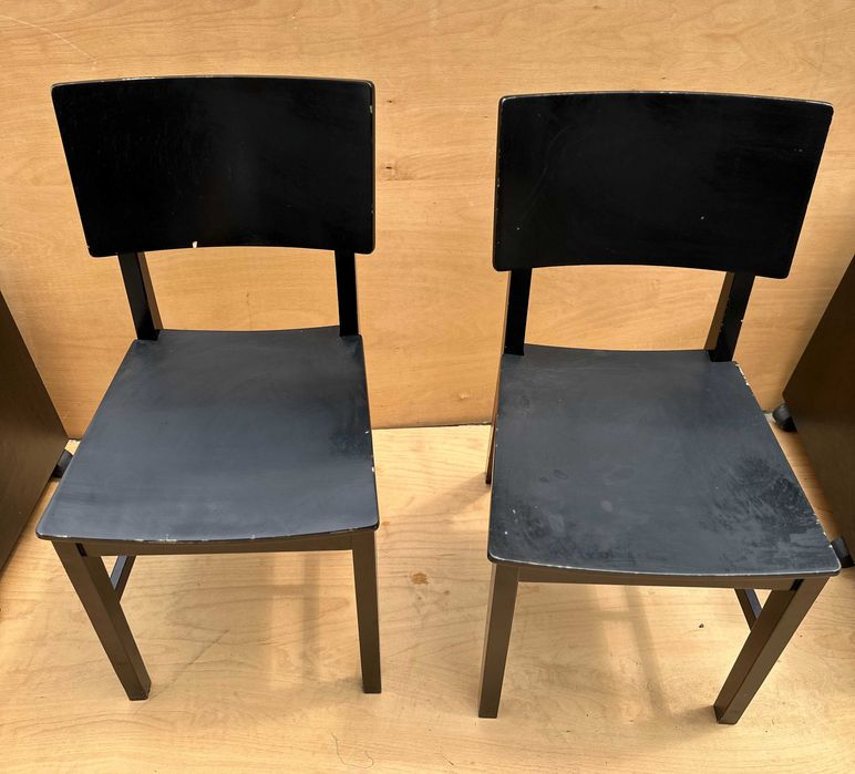 Set 2 Scaune Vintage din lemn masiv; Scaun negru; Scaun solid