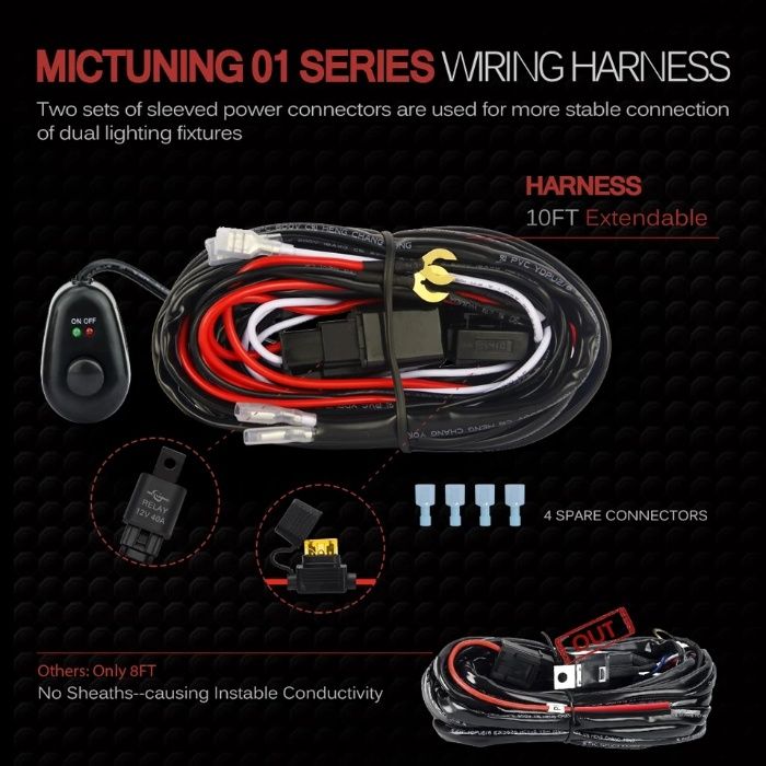 Комплект окабеляване за LED барове, халогени, фарове, крушки и други