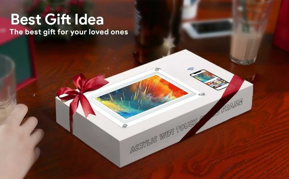 Стильная цифровая фоторамка 10 дюймов с корпусом из прозрачного акрила