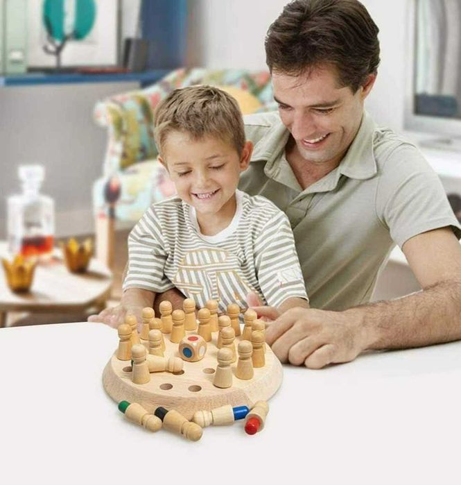 Дървен мемори шах Логически шах за памет и забавление Memory chess