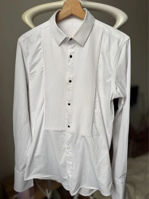 Camasa alba cu pliseuri / plastron pentru nunta