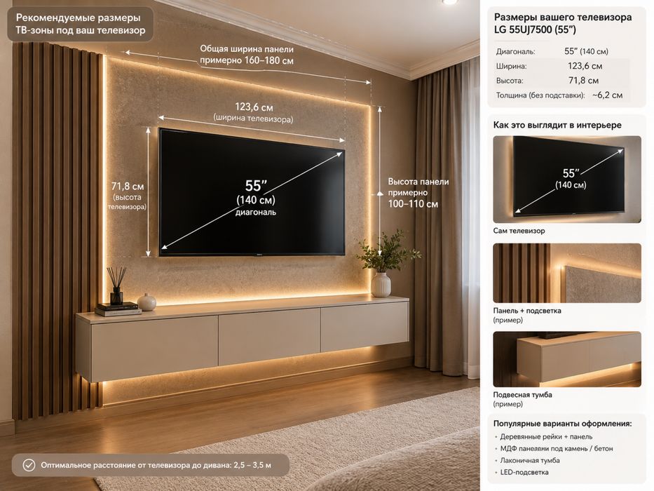 Телевизор LG  с диагональю 140 см.