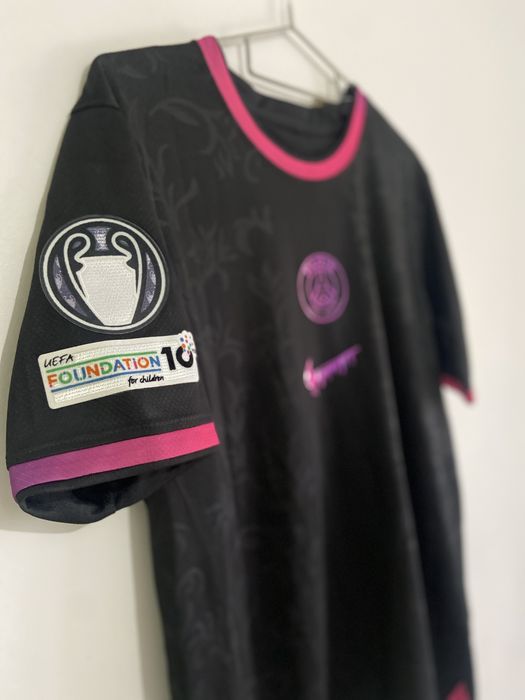 Tricou PSG Paris Noir cu UCL Badge