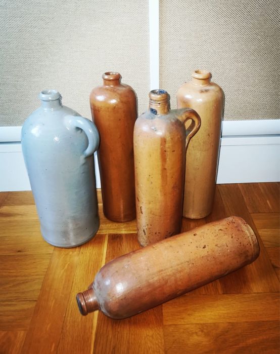 Бутилки Винтидж от гланцирана и не гланцирана керамика 4бр едноцветни