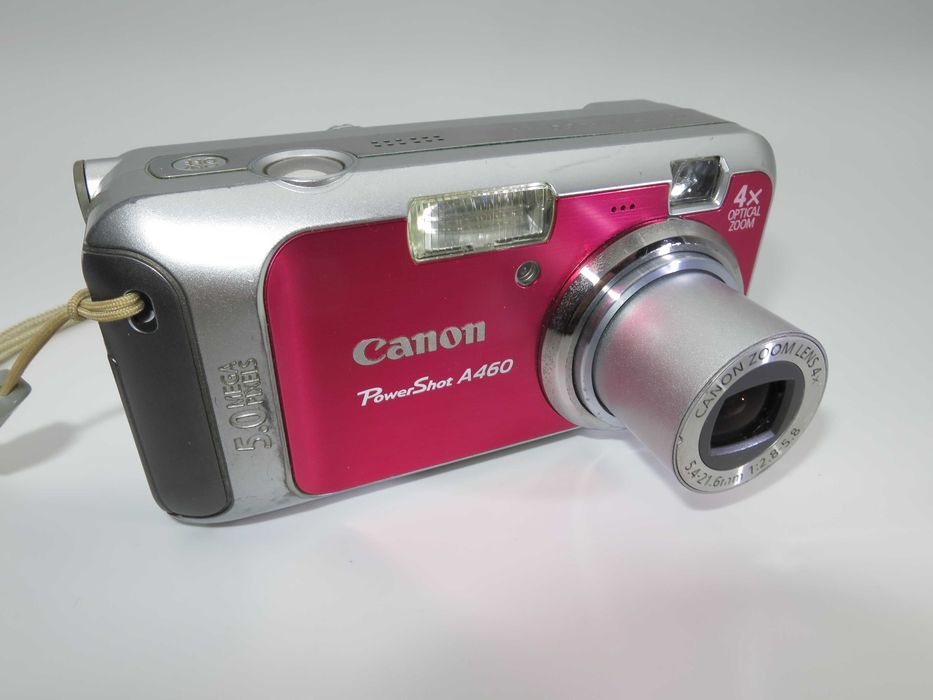 Canon A460 розова дигитална камера, компактен цифров фотоапарат, комплект с карта памет, работи отлично