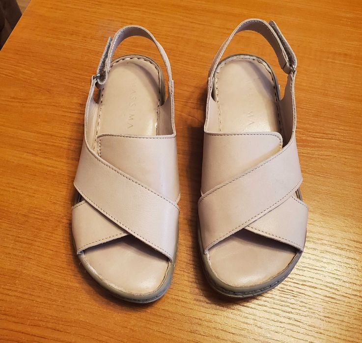 Летни сандали, естествена кожа, цвят: тен/бежов, размер: 36