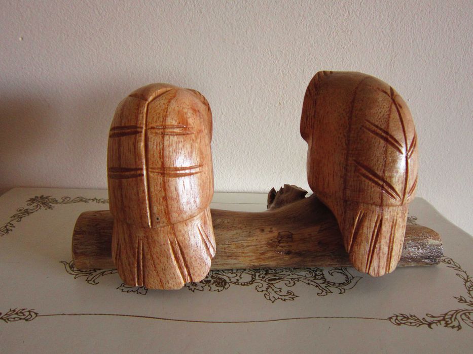 cadou rar Owl Romance -Doua Bufnite Yudi Suardi -  lemn Bali