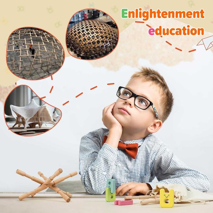 STEM играчки, Физически научен комплект за деца, 12 дървени пръчки