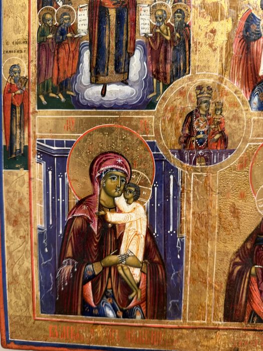 Icoana Maica Domnului, 4 registre,pictata manual