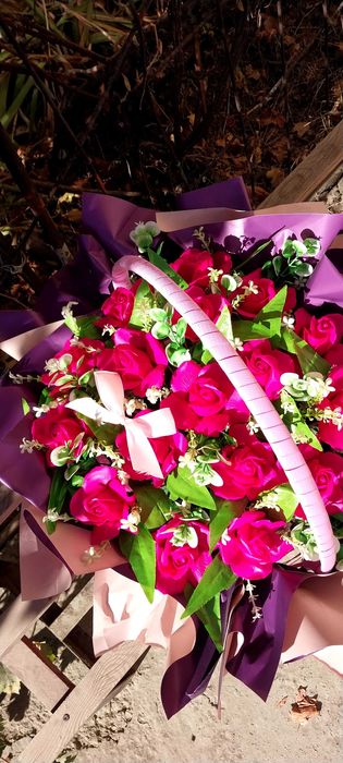 Большая корзина Цветов из Мыла