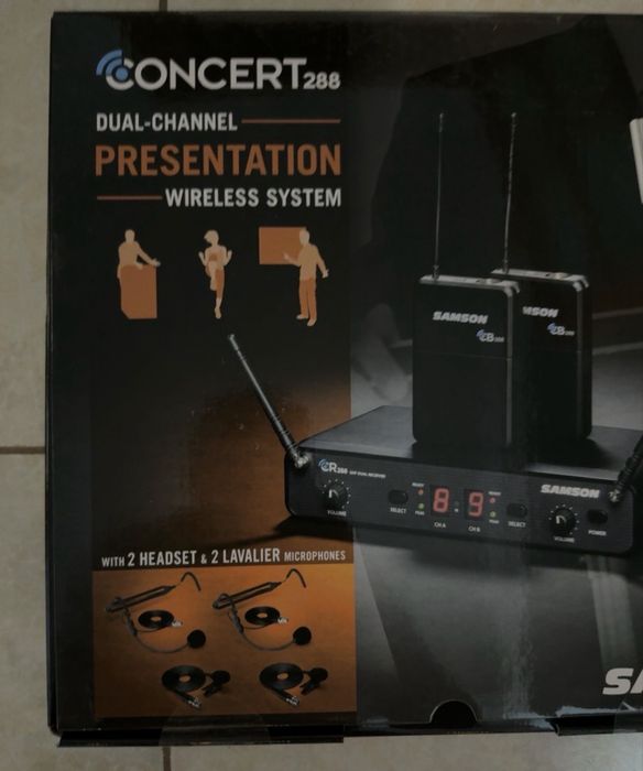 Samson Concert 288 Presentation Wireless Dual Headset Lavaliera UHF Profesional Nou Sigilat 2 bodypack-uri 2 microfoane headset HS5 2 lavaliere LM5