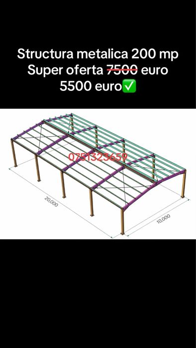 Vand structura hala metalica 200 mp