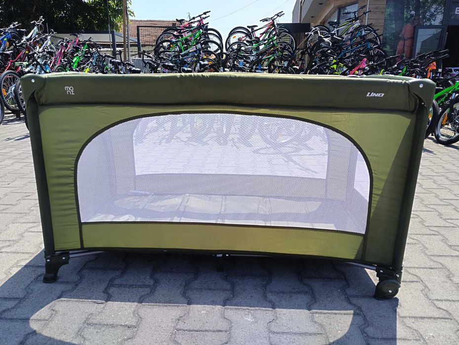 MONI Сгъваема детска кошара UNO зелен