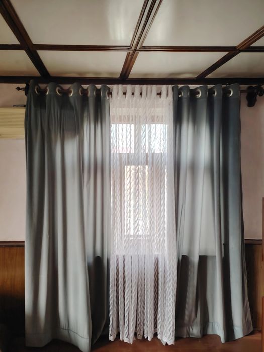 Шторы + белый тюль, 2,5×2,5 м