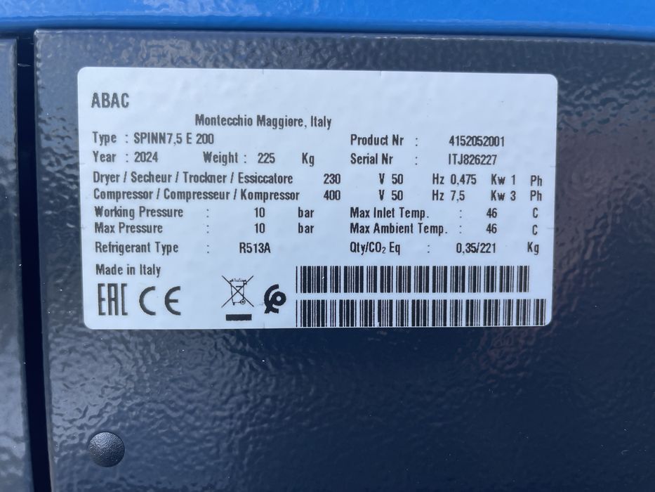 Compresor cu surub PREMIUM 7,5kw cu Rezervor 500l si Uscator aer