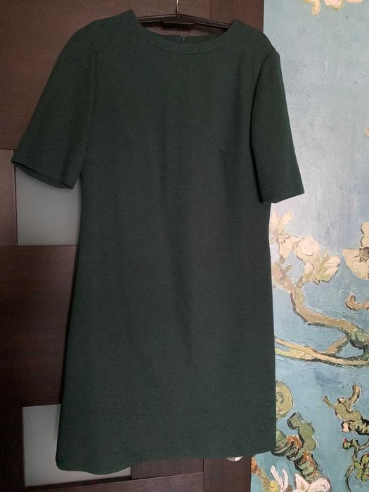 Rochie verde, midi, material de calitate, marimea 40 - 42