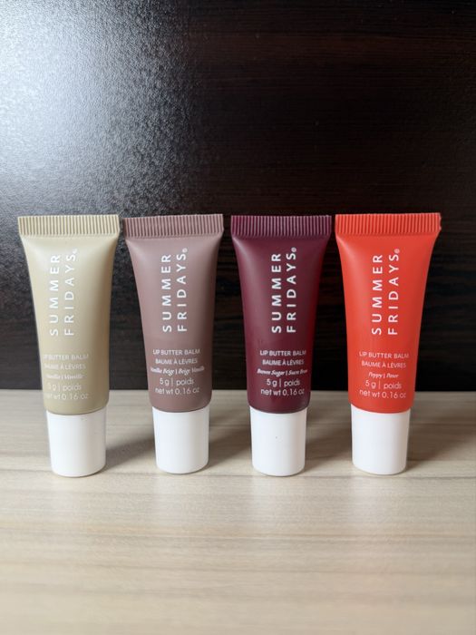Summer Fridays Lip Butter Balm Mini Set 4x5g | Балсам и гланц за устни Lip Gloss Lip Balm Vanilla Brown Sugar Poppy Мини Сет