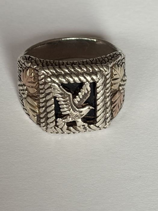 Inel argint cu vultur si onix