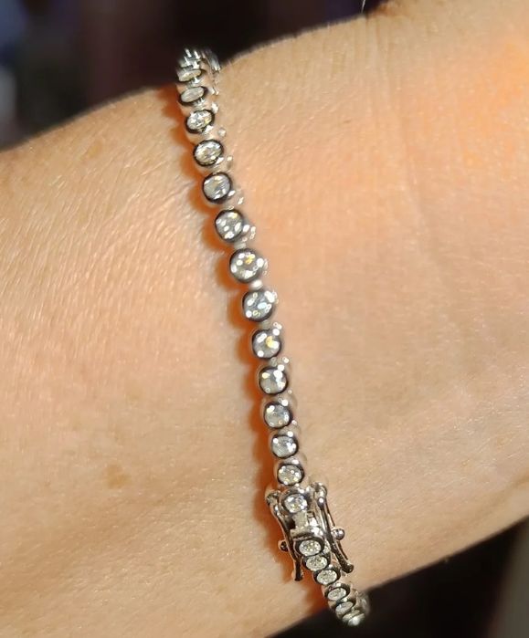 Нова сребърна тенис гривна с лаб. диаманти “Moissanite” (мойсанит)