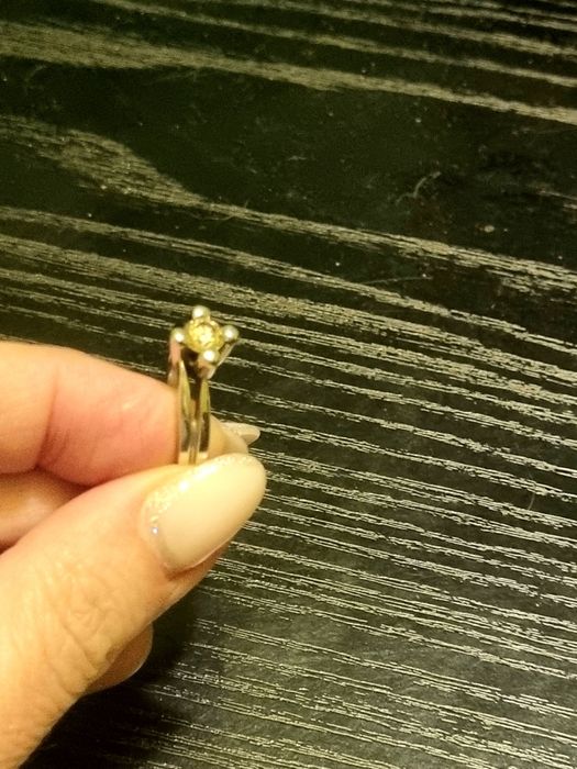 inel aur alb 14k,cu diamant 0.46ct,tăietură briliant rotund,