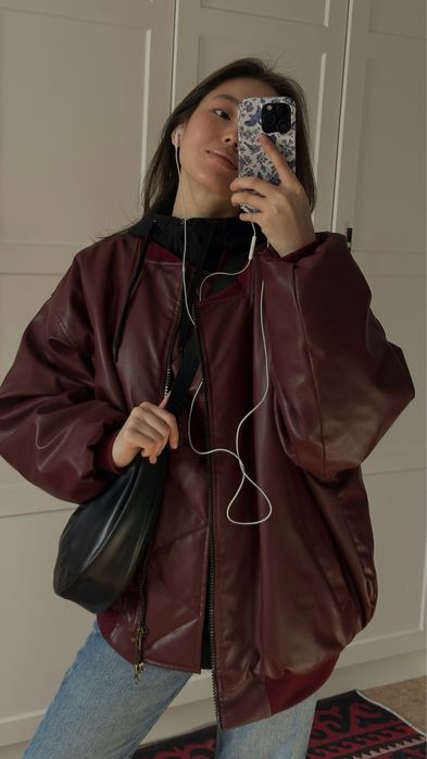 бомбер бордовый оверсайз