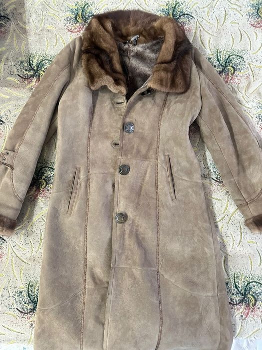 Дублёнка с норковым воротником и манжетами