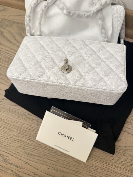 Geanta Chanel mini flap bag alba caviar leather copie 1/1 superfake