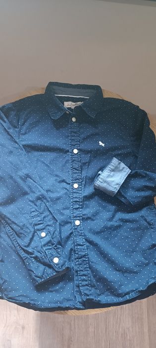 Тъмносиня риза на точки за момче 128 см