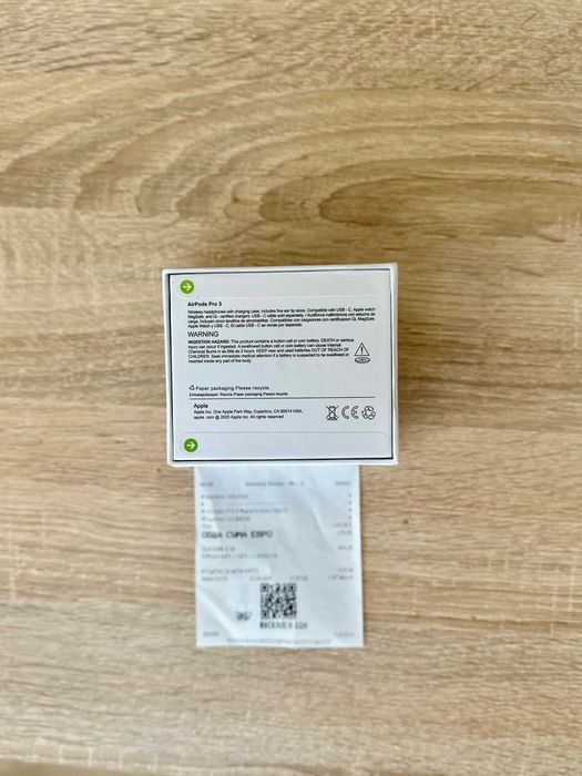 Слушалки Apple AirPods Pro 3 MagSafe, чисто нови, запечатани, гаранция от Зора
