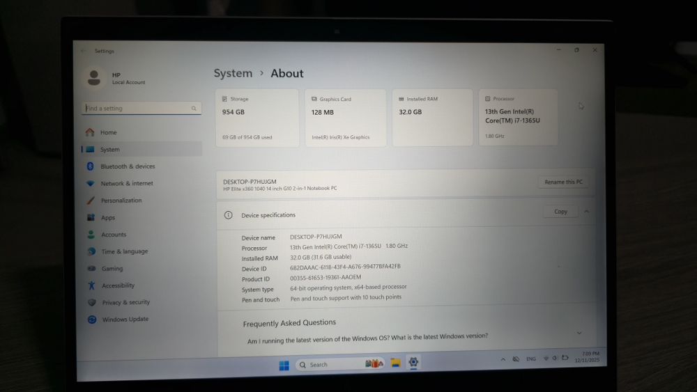laptop 2in1 Elite X360 1040 g10, i7 gen13, 32Gb ddr5, ssd 1TB