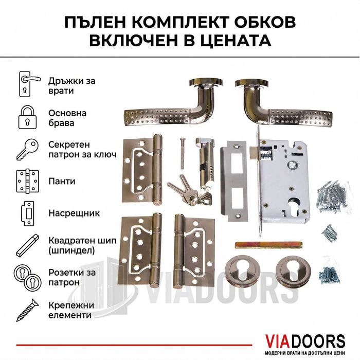 Интериорна MDF врата Модел N01 | 70/80/90 см | Венге | Пълен комплект | Налична на склад