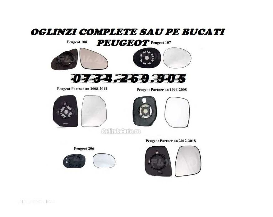 PEUGEOT 107 108 206 PARTNER geam sticla oglinda oglinzi stanga dreapta