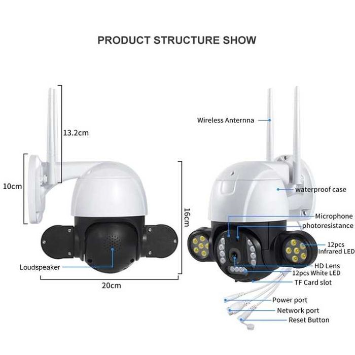 Камера за външно наблюдение 5MP с приложение icsee