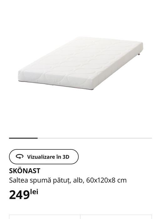 Pătuț Sundvik Ikea + saltea Skonast