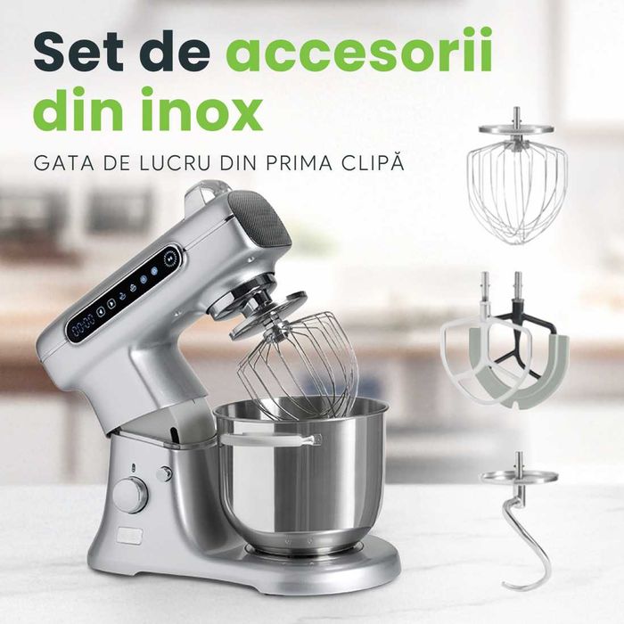 Vând Mixer cu bol profesional, 7L, 1800 W, 2.4 kg aluat, aproape nou