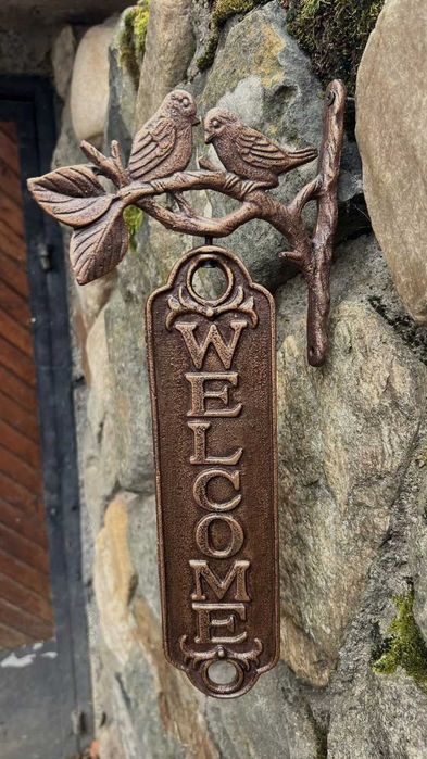 Голяма Немска, декоративна въртяща табела Welcome, 40см– Чугун