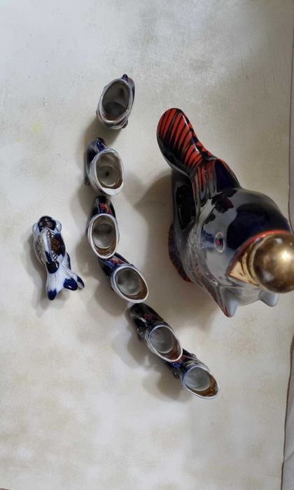 Графин с рюмками Рыбка прошлого века.Фарфор СССР.Цена150000т.