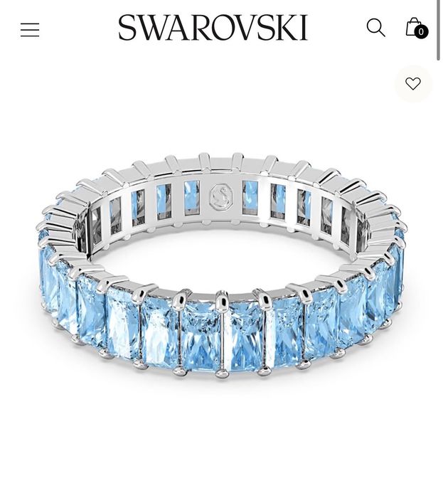 Inel Swarovski Matrix 52, tăietură bagheta, albastru, placat cu rodiu