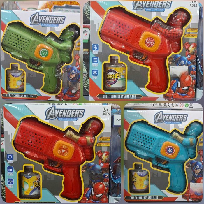 Детски пистолет за сапунени балони Спайдърмен/Хълк/Железния човек и др