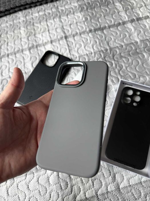 3 броя оригинални кейса за iPhone 15 Pro Max (Spigen, KZDOO, Tech-Protect)