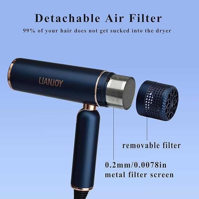 LIANJOY Професионален сгъваем сешоар с отрицателни йони 1600W