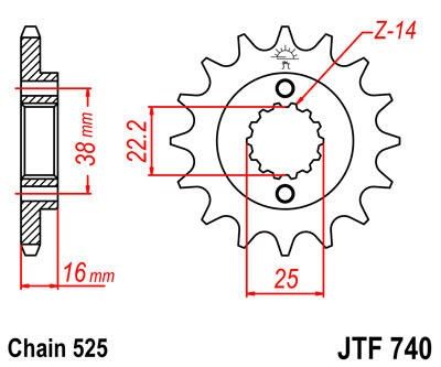 JT Sprockets JTF740 15 пиньон зъбчатка преден Ducati Monster Multistrada Hypermotard