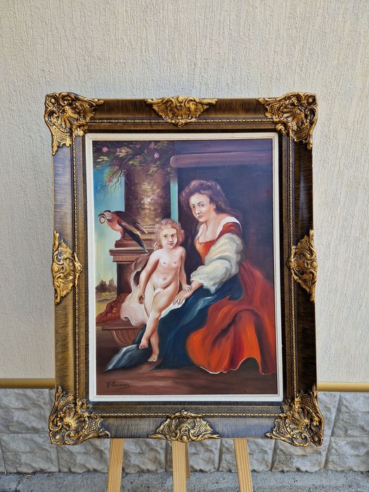 Уникална антикварна белгийска авторска картина масло върху платно