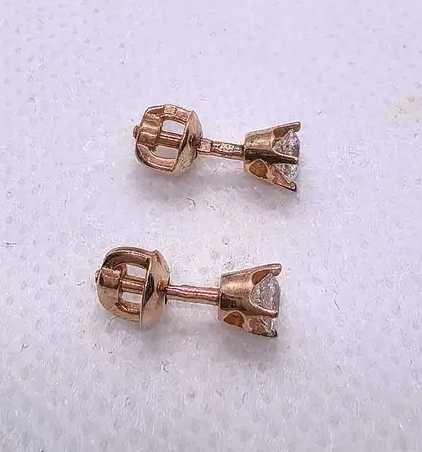 Серьги гвоздики красное золото